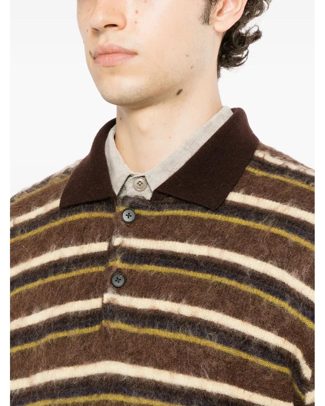 Ssstein Brown Striped Mohair-Blend Jumper
