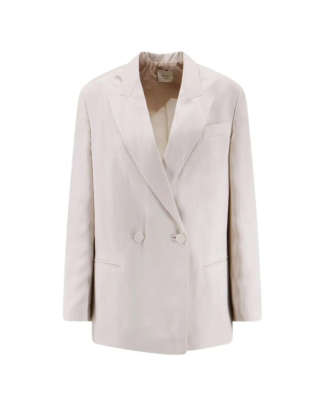 Alysi White Double-Breasted Peak-Lapel Blazer