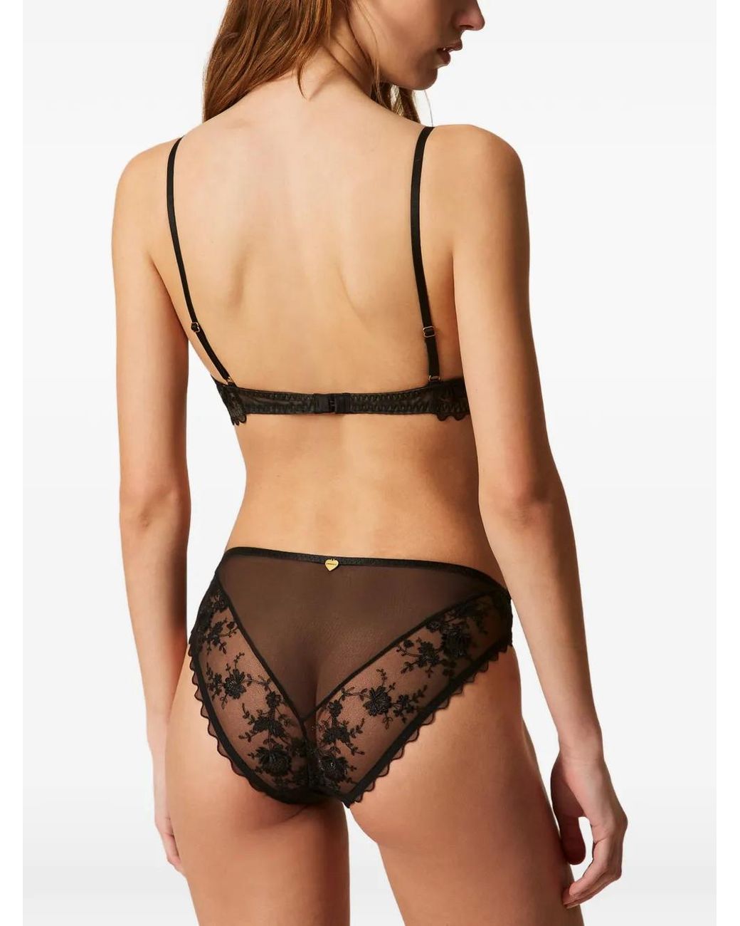 Twinset Black Floral Tulle Bra