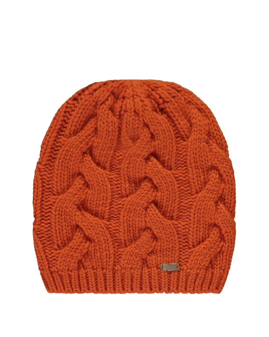 Herno Orange Knitted Beanie Hat
