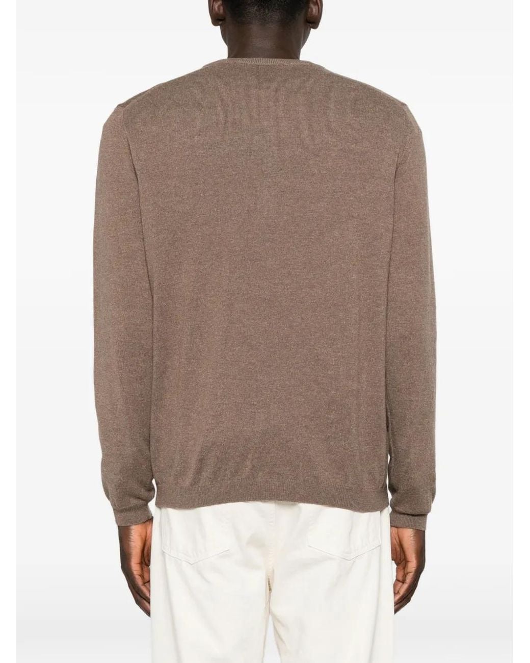 Amaranto Brown Button-Placket Sweater for men