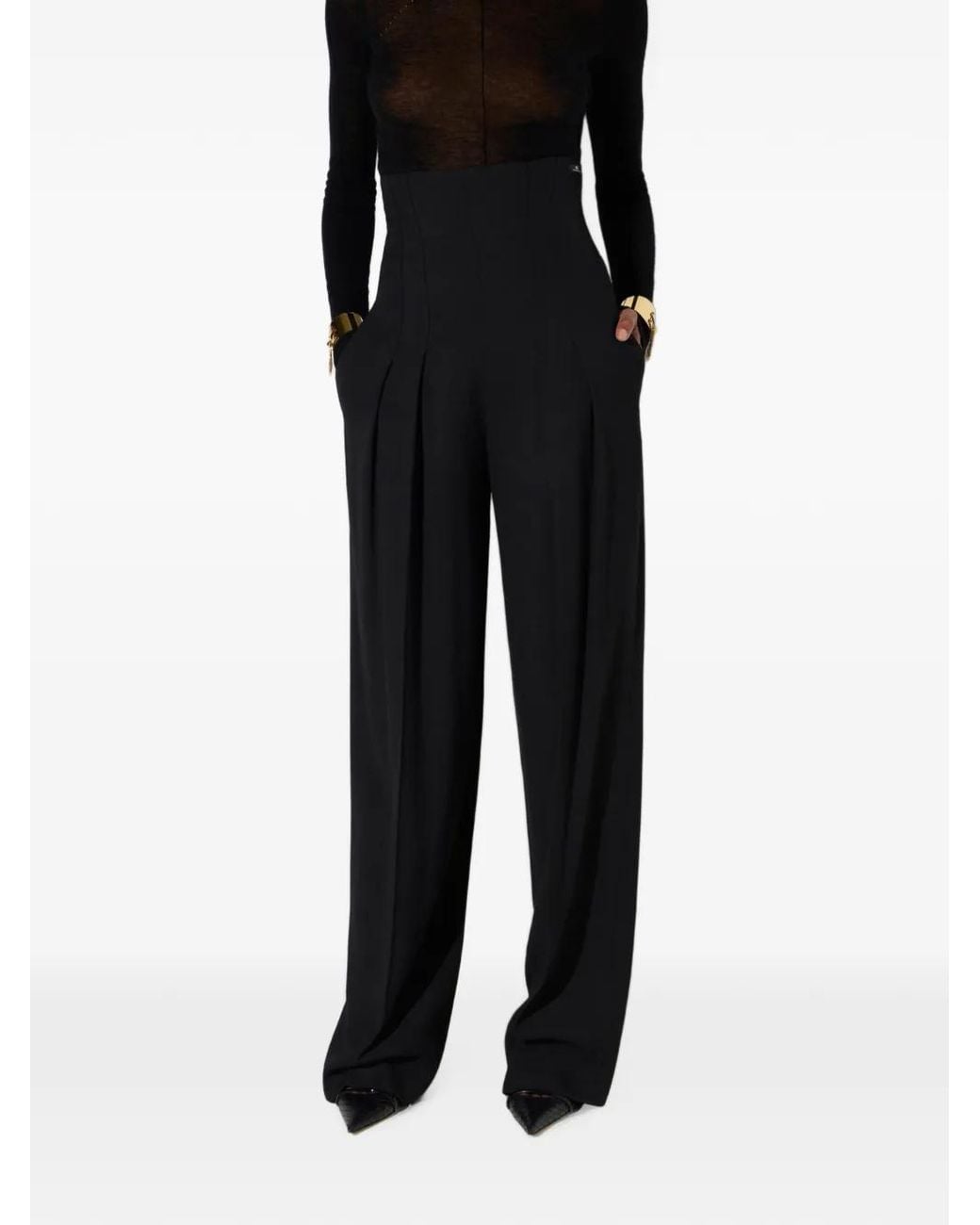 Elisabetta Franchi Blue Flowing Gabardine Trousers