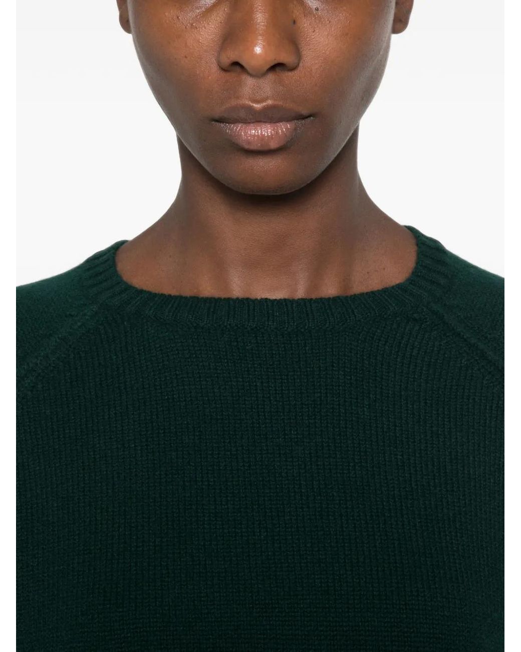 Be You Green Ribbed-Trim Long-Sleeve Sweater