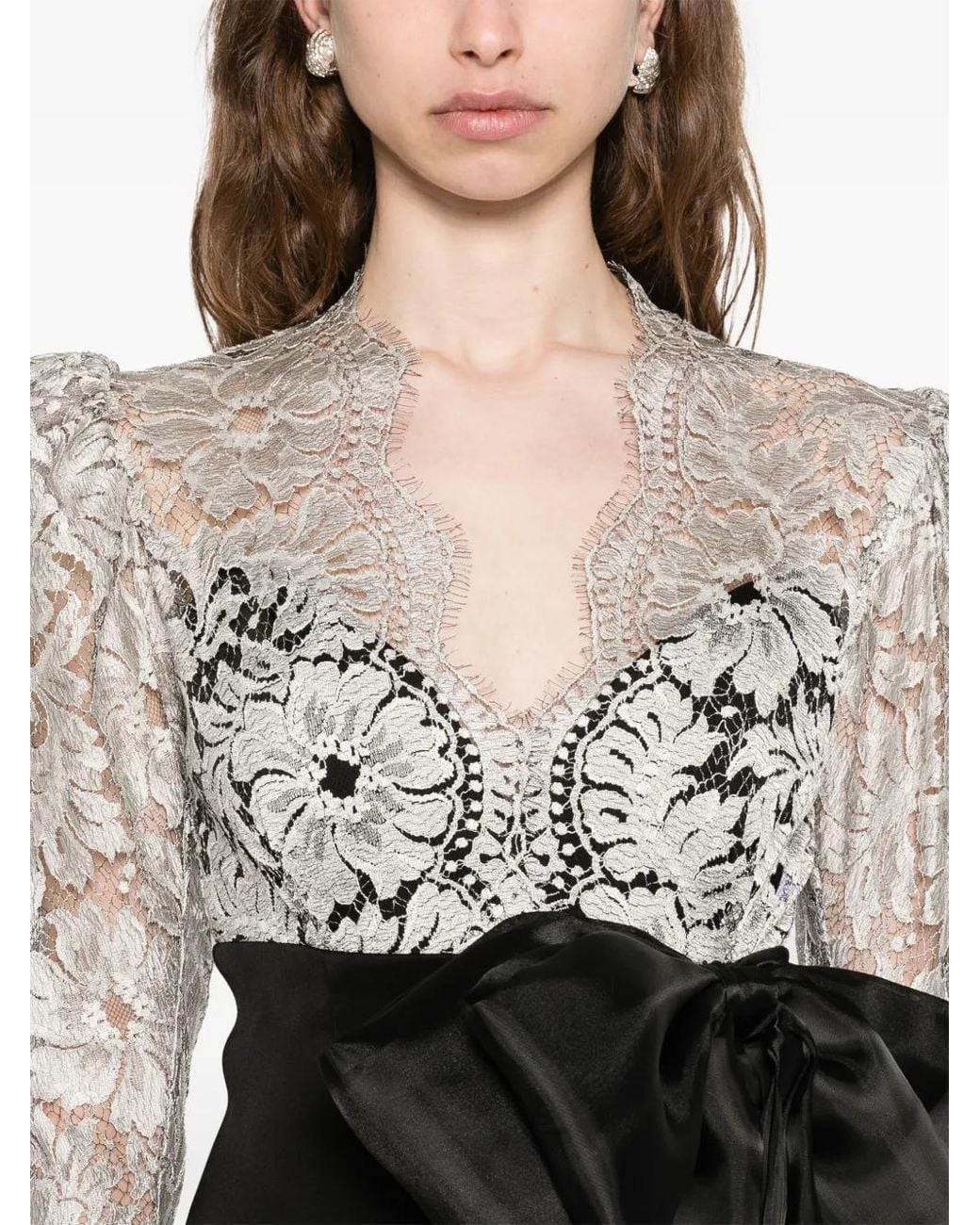 SILK LOVE & LACE Black Lace-Bow Dress