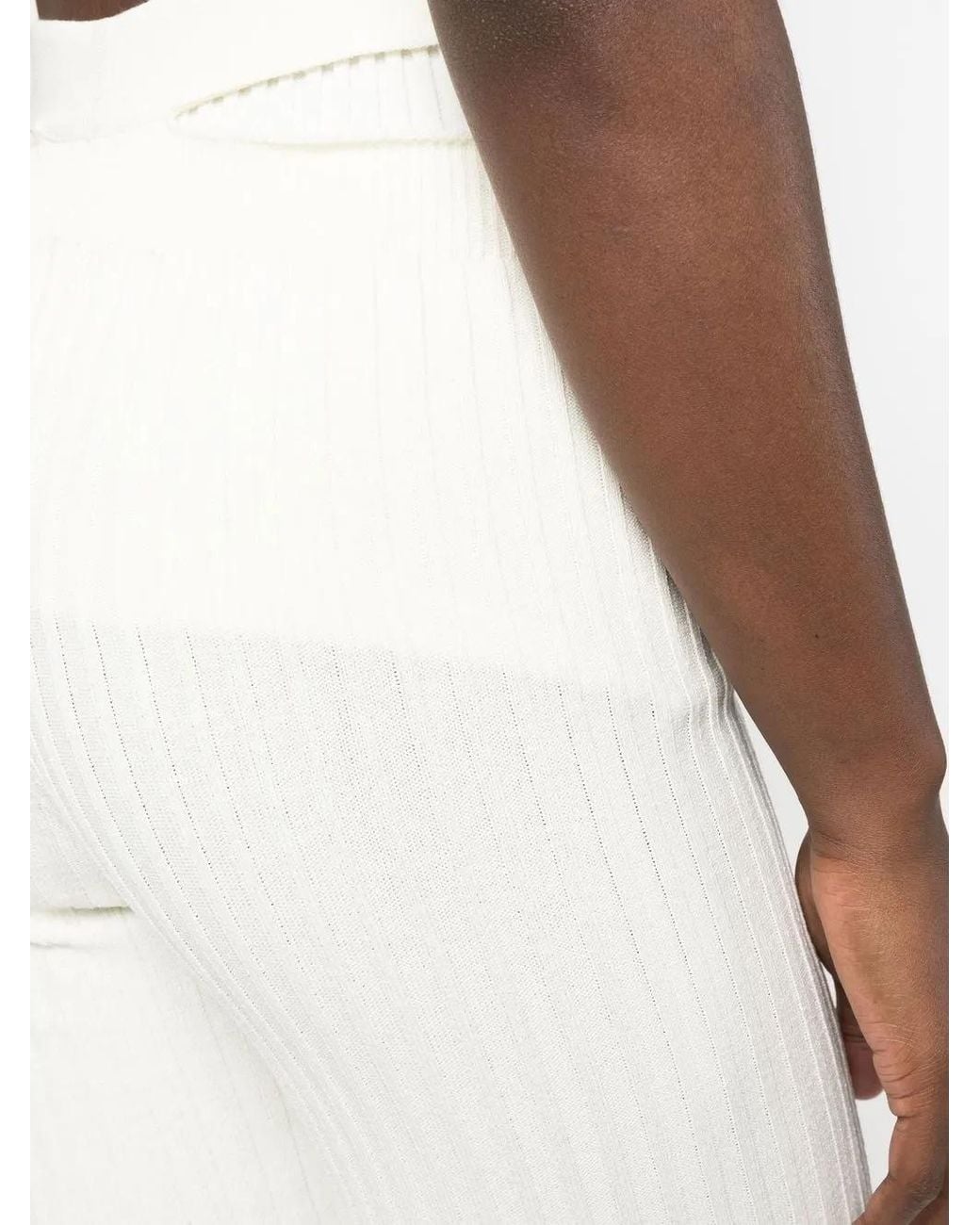ANDREADAMO White Cut-Out Waist Ribbed Trousers