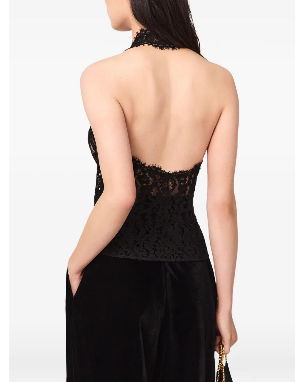 Stella McCartney Black Haut En Dentelle À Dos Nu