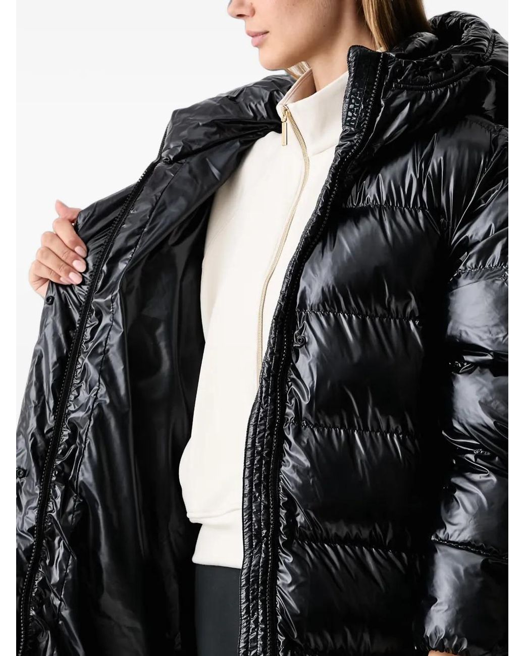 Napapijri Black Glane Quilted Hooded Coat