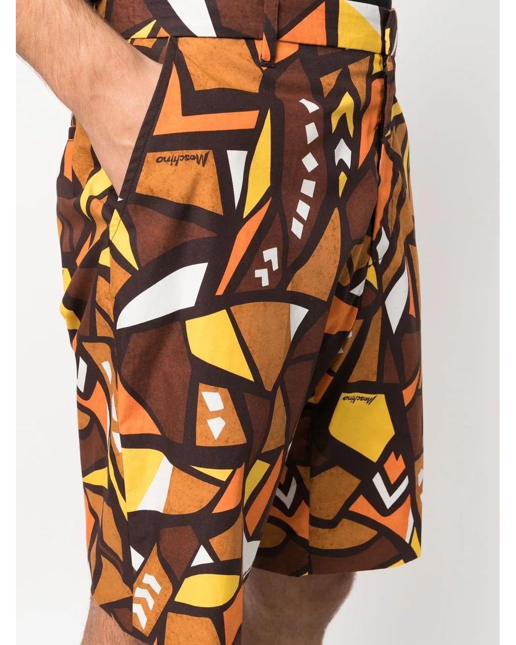 Moschino Orange Mosaic-Print Tailored Shorts for men