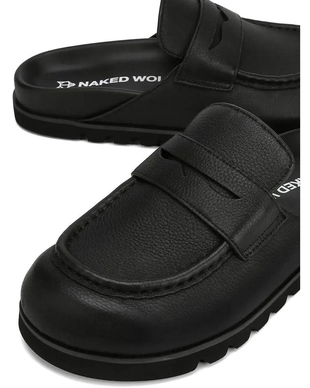 Naked Wolfe Black Cord Pebble-Embossed Penny-Strap Slides for men