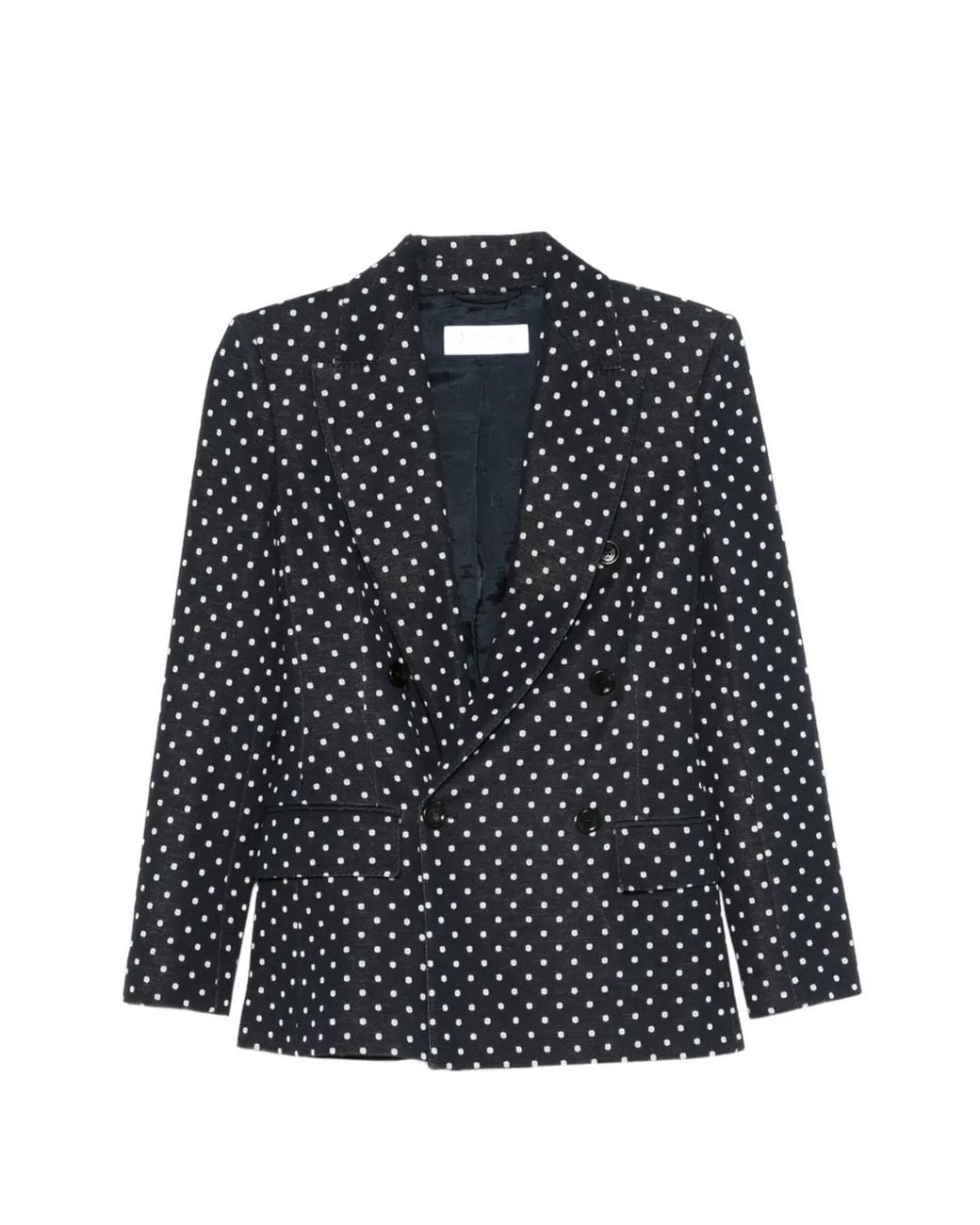 Max Mara Blue Double-Breasted Polka Dot Jersey Blazer