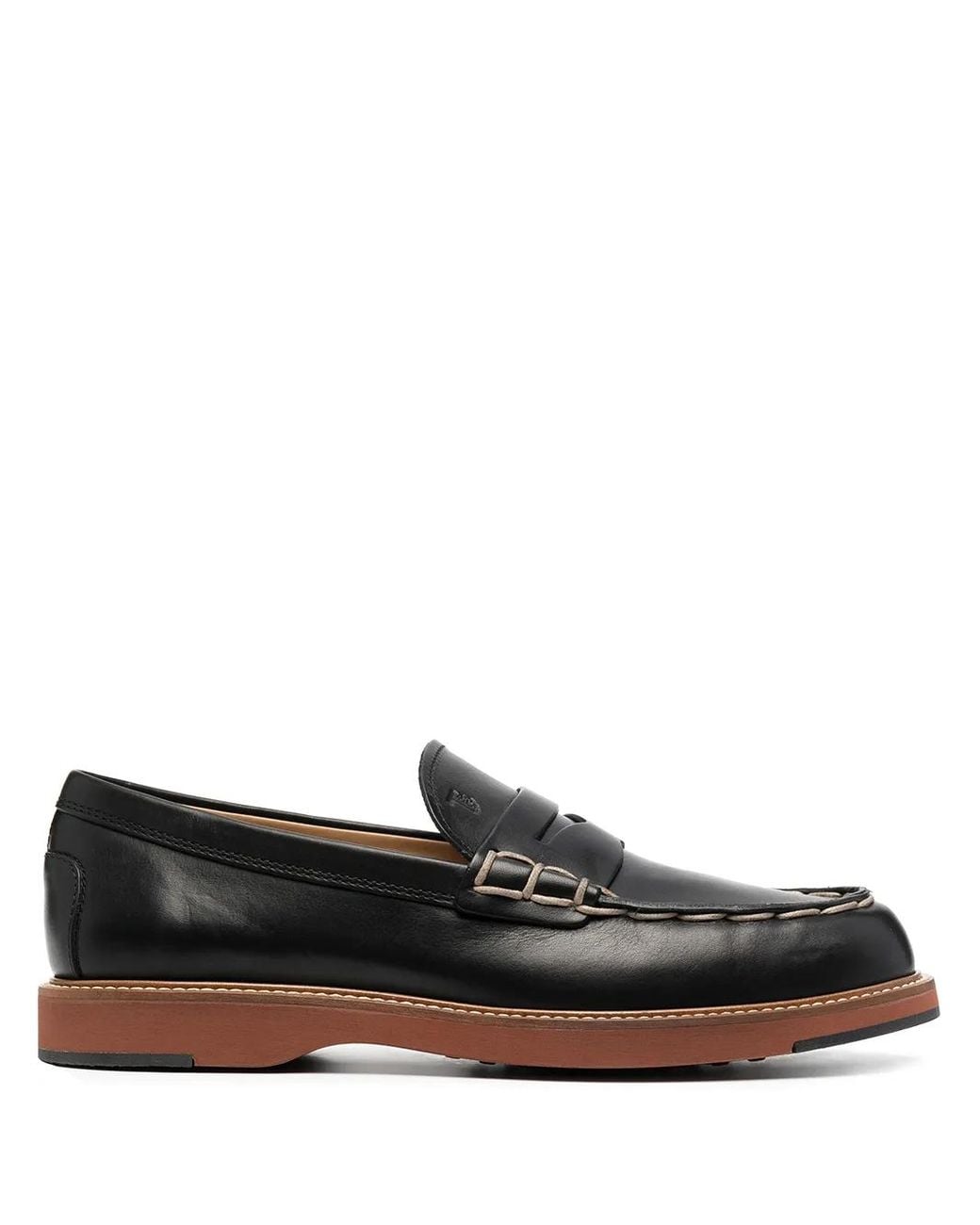 Tod\'s Black Slip-On Loafers with Contrast Stitching Man BLACK Loafers in Leather XXM0ZF0Q920PLS6MB999 | Tods main image 3