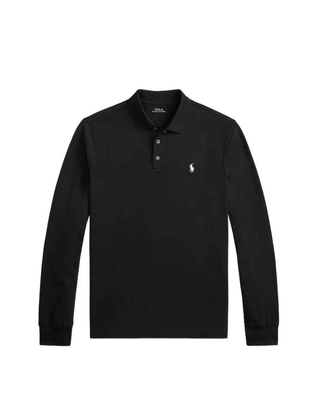 Polo Ralph Lauren Black Embroidered Pony Long-Sleeve Polo Shirt for men