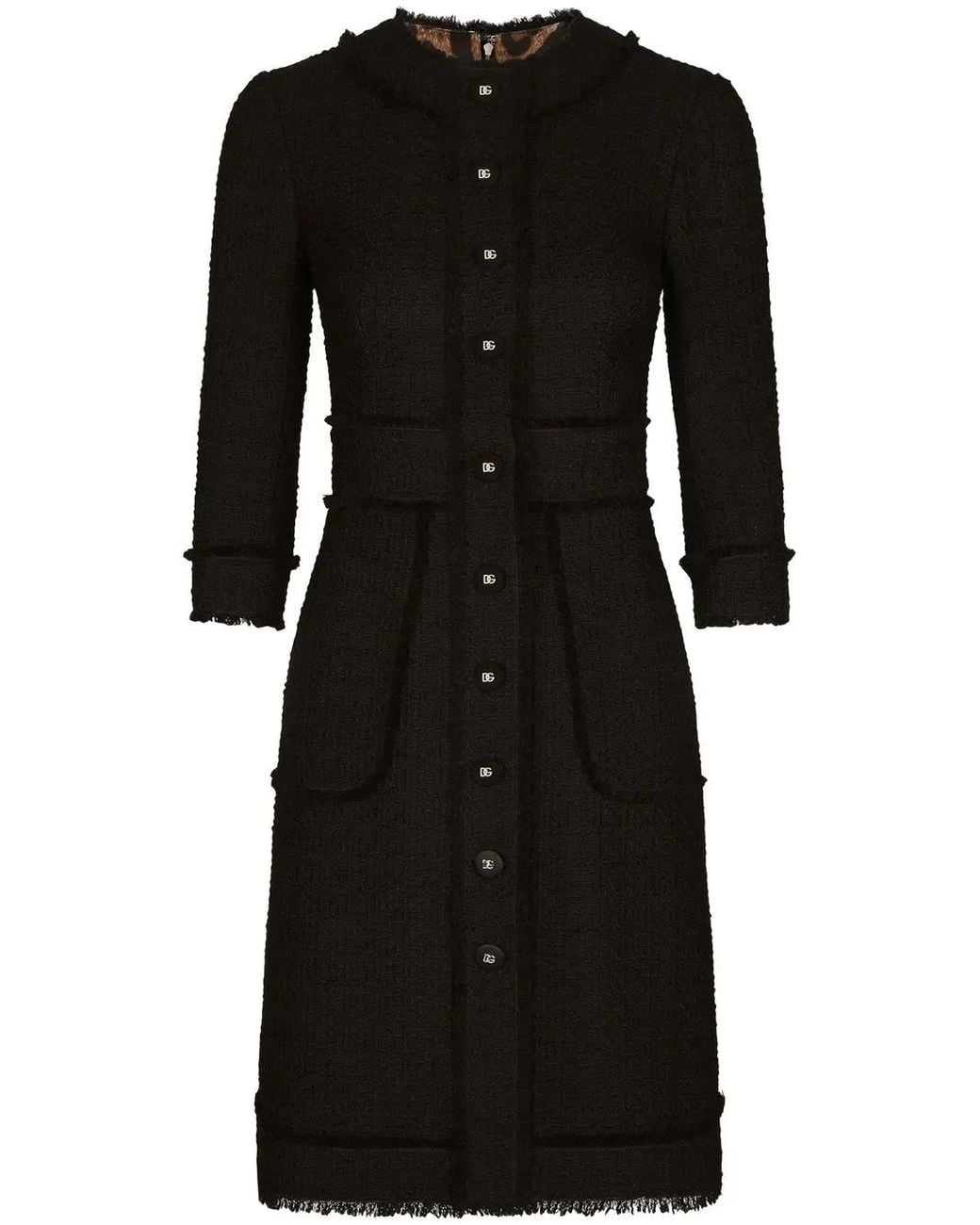 Dolce & Gabbana Black Raschel Tweed Midi Dress