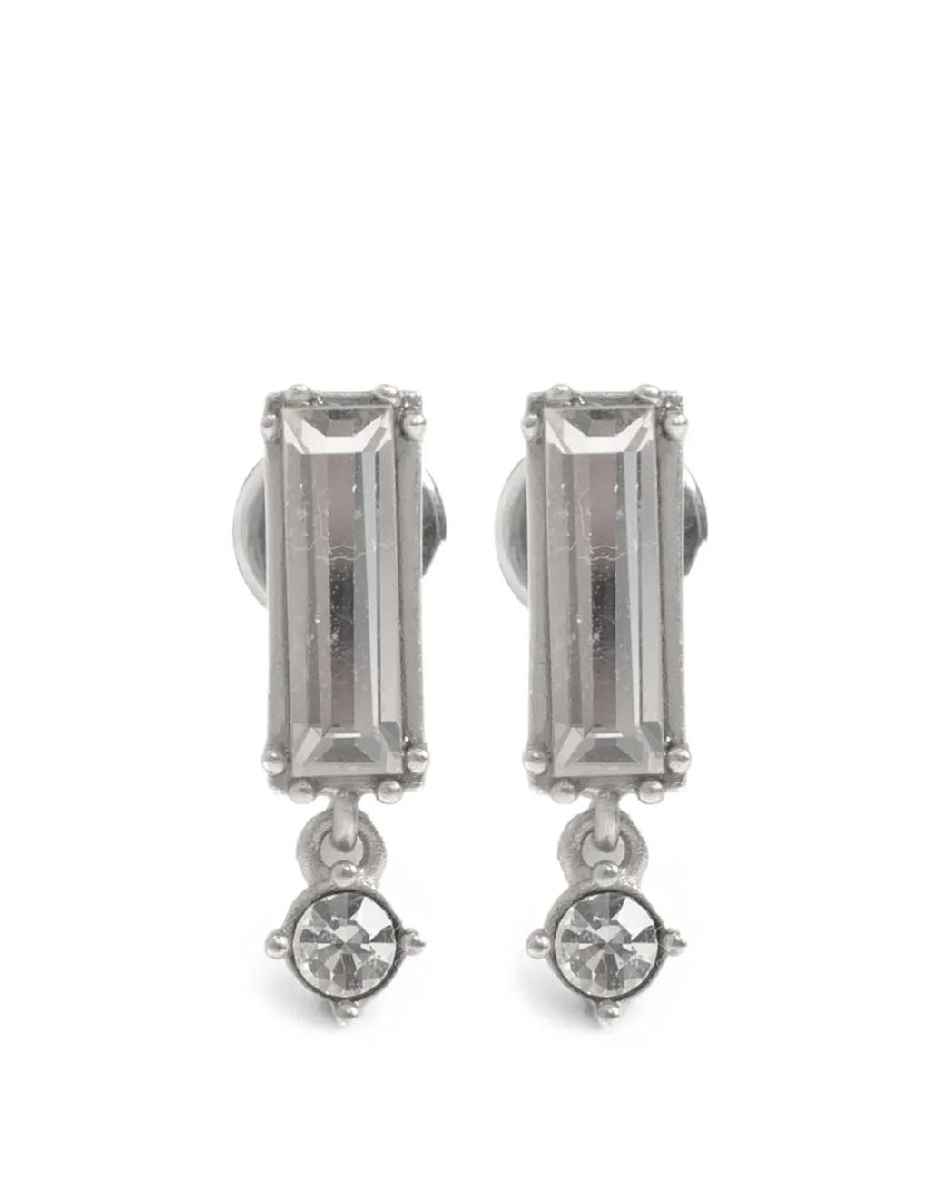 Jil Sander Metallic Crystal-Embellished Drop Earrings