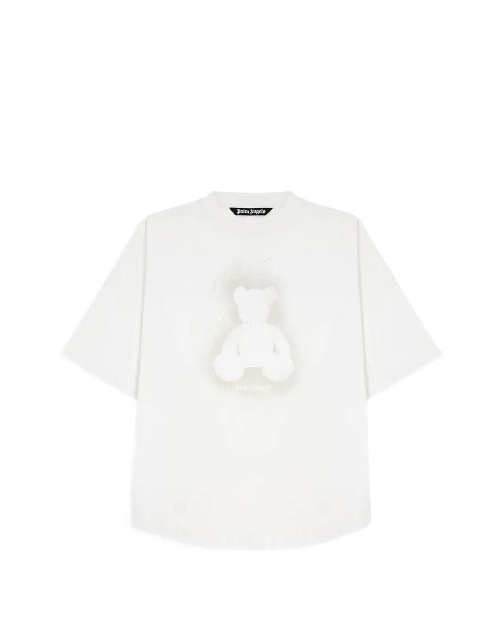 Palm Angels White Spray Bear Logo T-Shirt for men