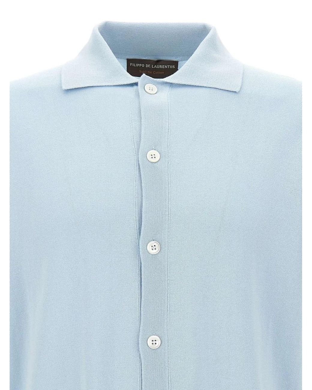 FILIPPO DE LAURENTIIS Blue Short-Sleeve Knit Shirt for men
