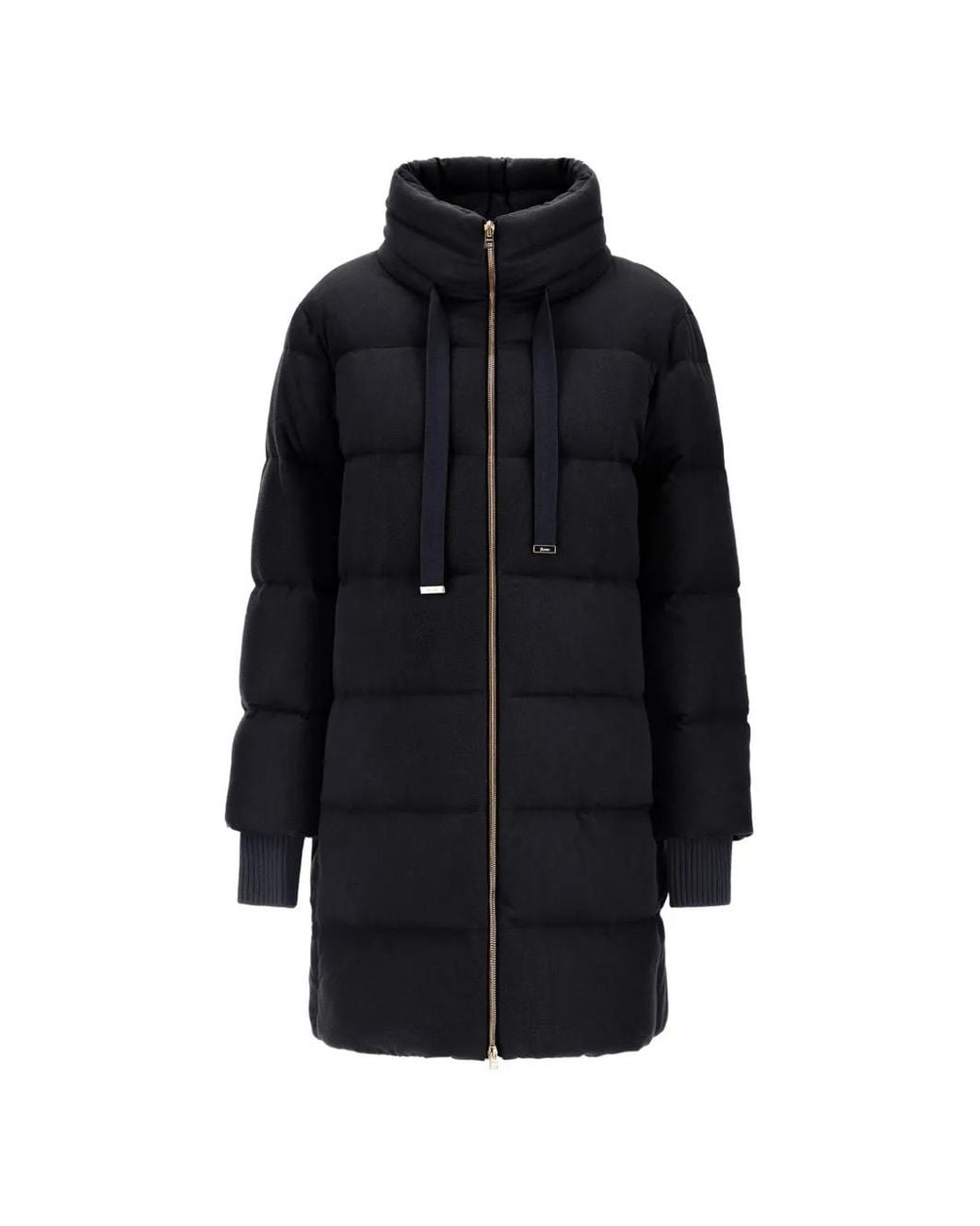 Herno Black Quilted High-Neck Coat