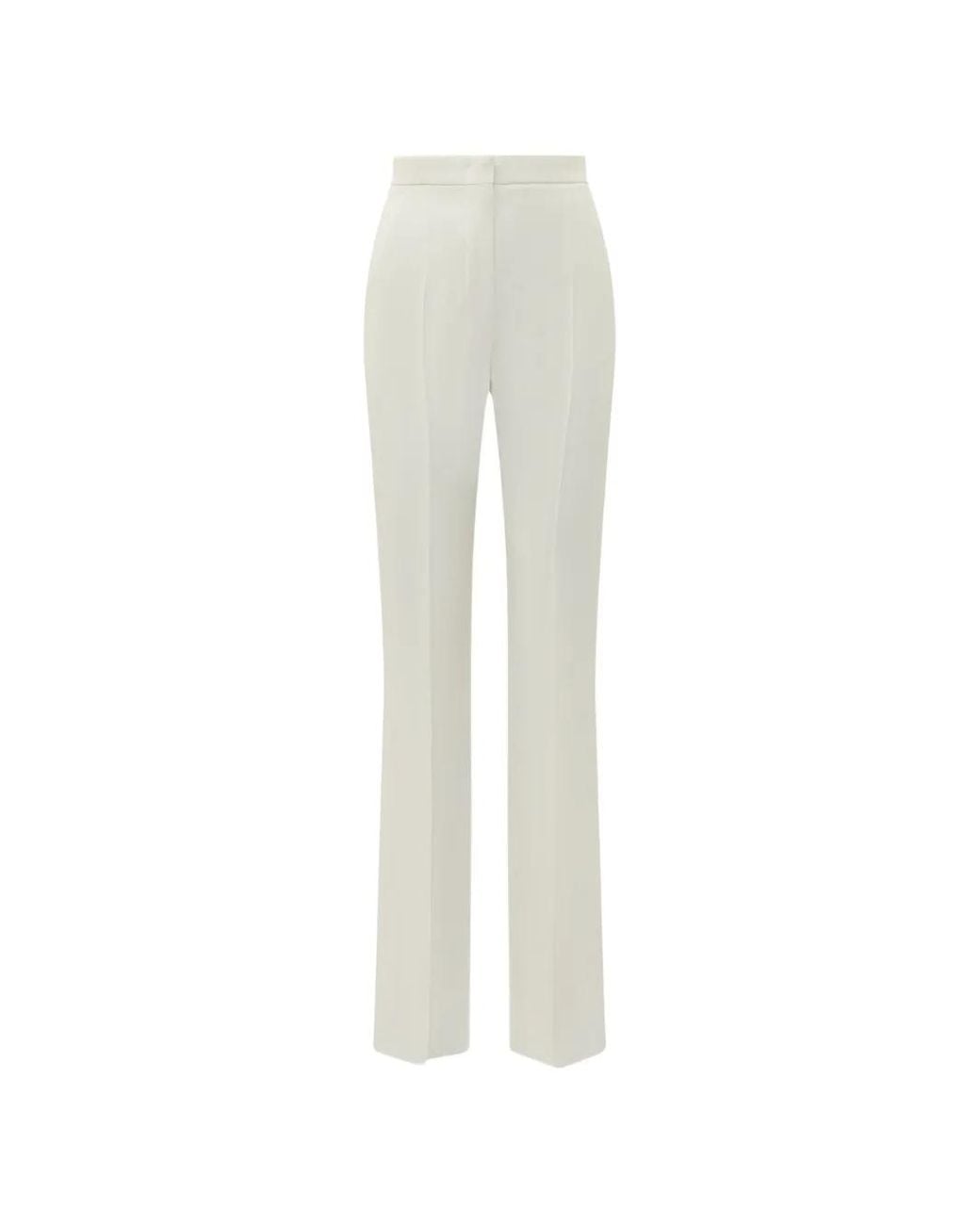 Max Mara White Satin-Stripe Pressed-Crease Trousers