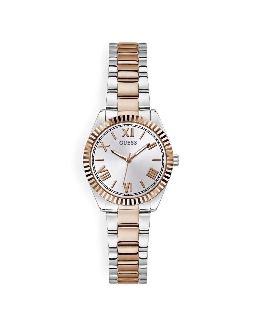 Guess White Fluted Bezel 30Mm Watch