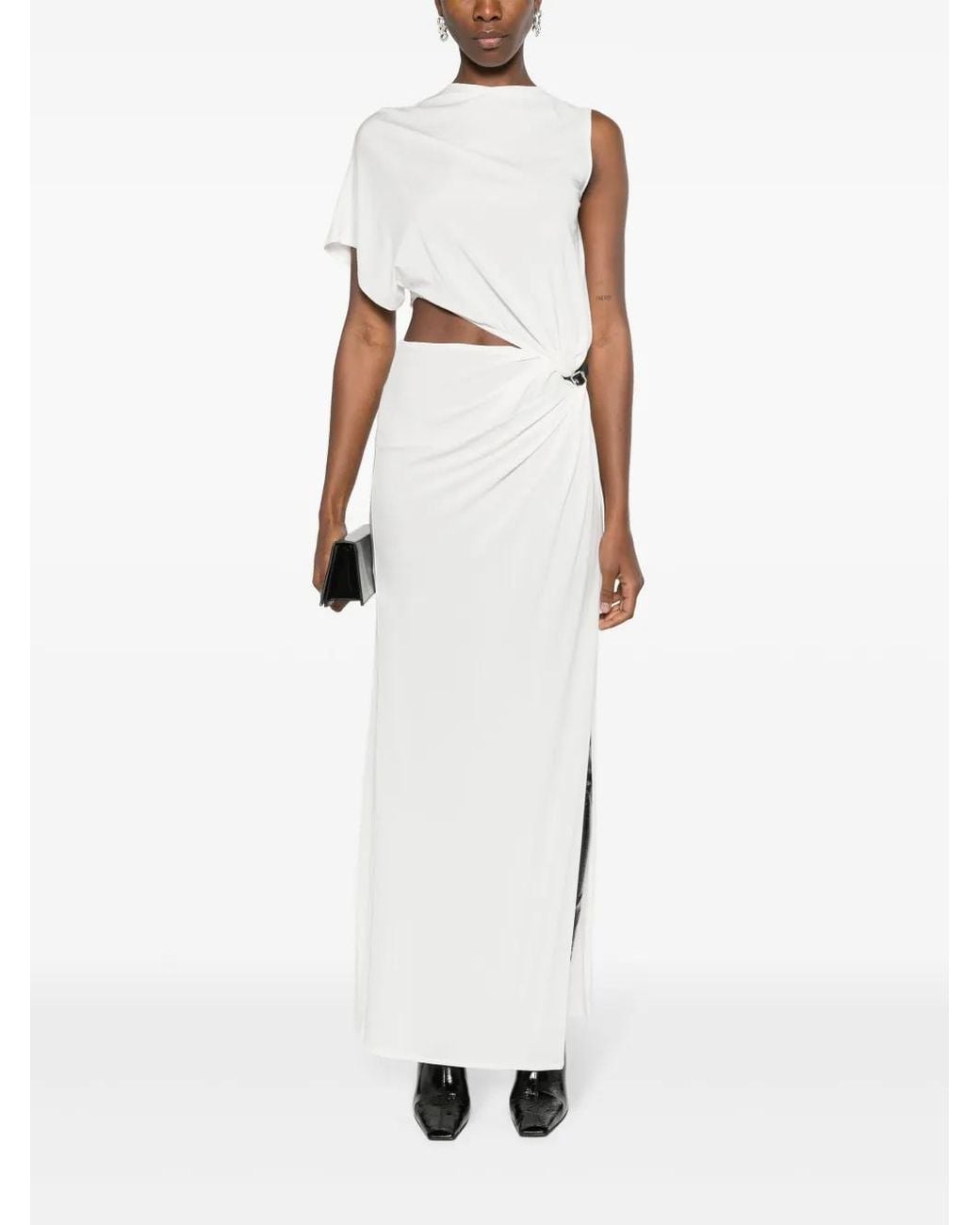 Courreges White Heritage Stretch-Jersey Crepe Asymmetric Dress
