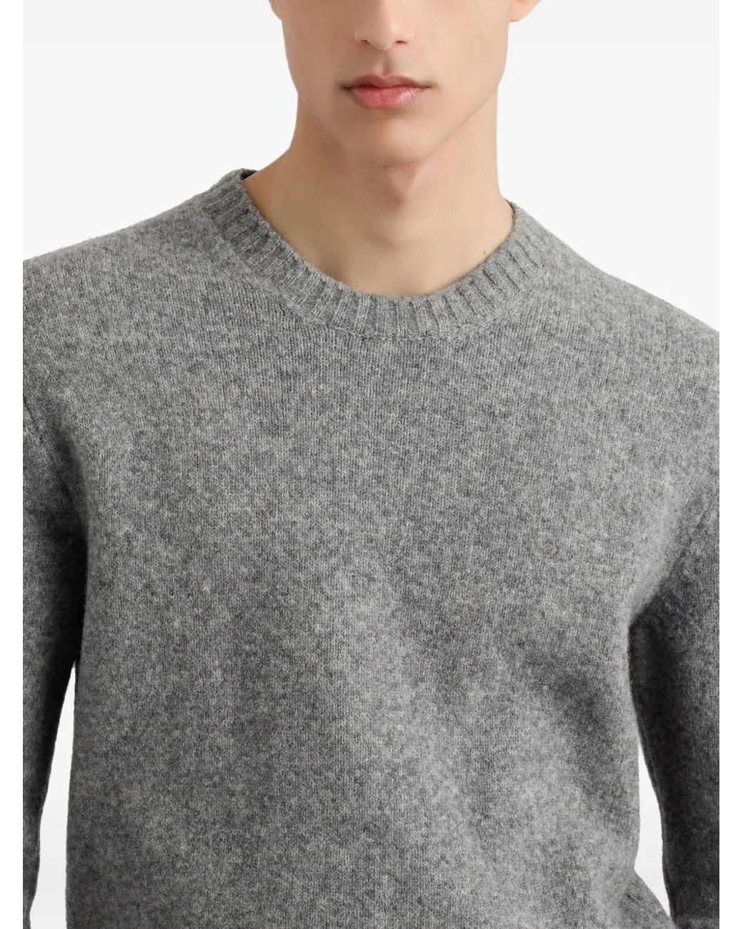 Dolce & Gabbana Gray Crew-Neck Long-Sleeve Sweater for men