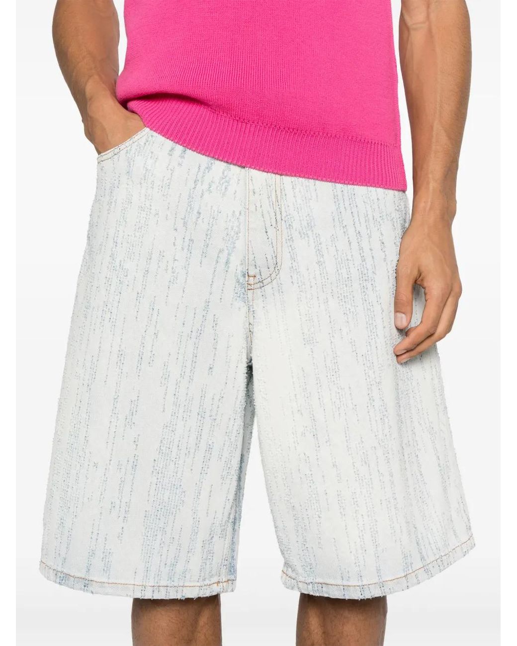 MSGM White Denim Bermuda Shorts for men