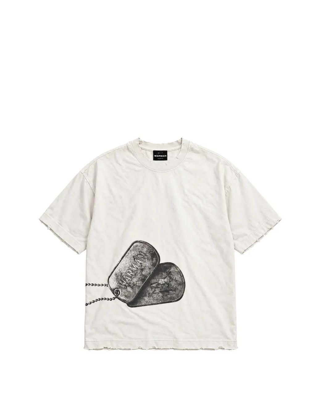 WARMAN White Graphic-Print Distressed T-Shirt for men