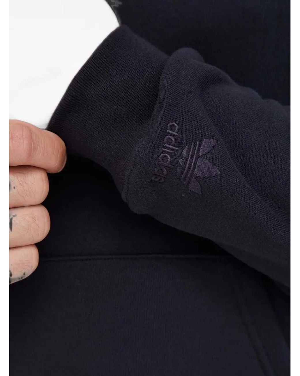 Adidas Blue Trefoil Flame-Print Hoodie for men