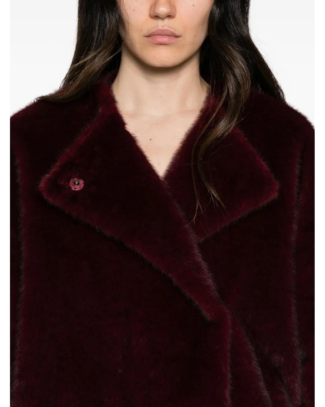 Antonelli Red Faux-Fur Wide-Collar Jacket