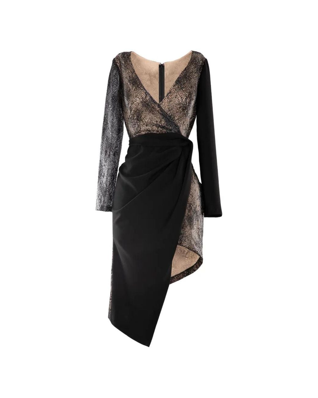Gemy Maalouf Black Wrap-Design Mini Dress