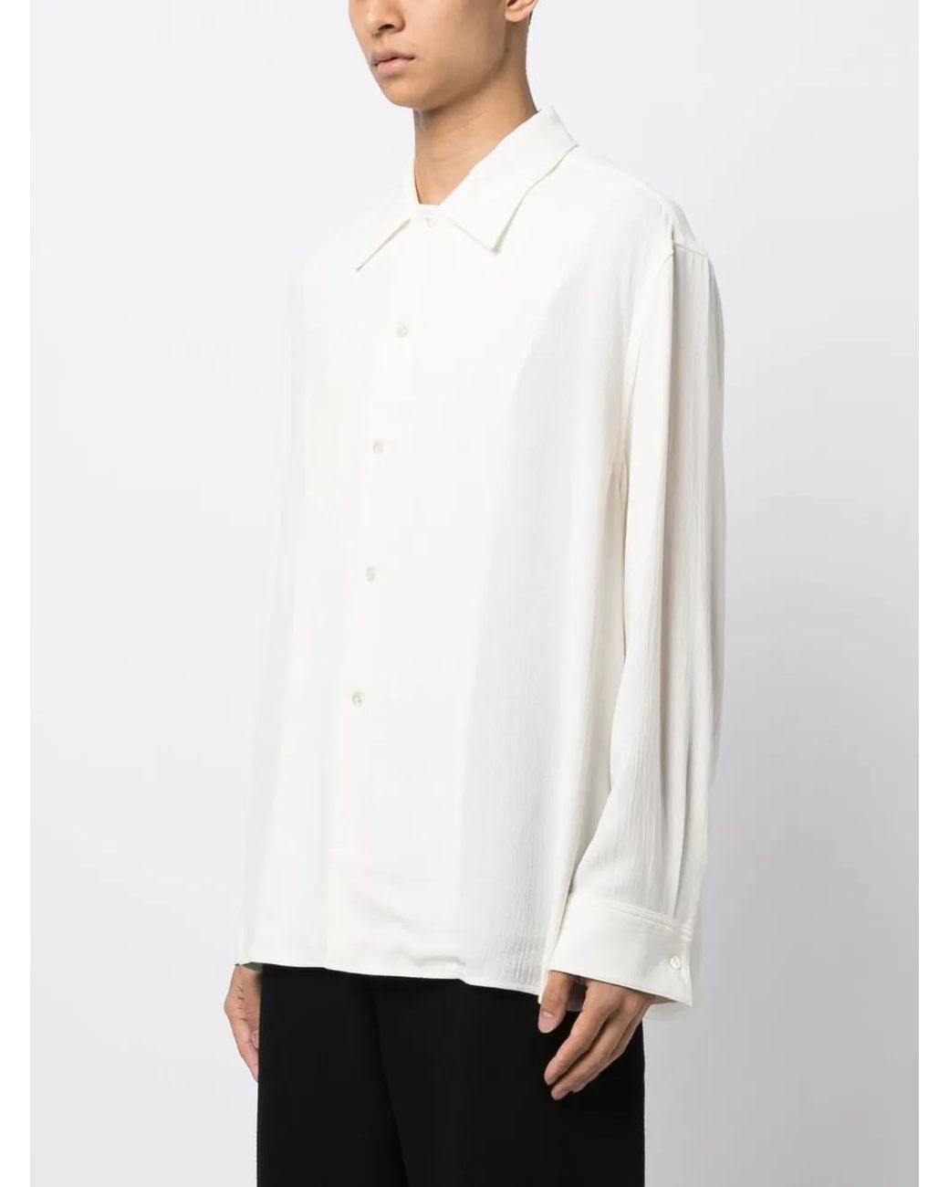 Studio Nicholson White Long-Sleeve Straight-Hem Shirt for men