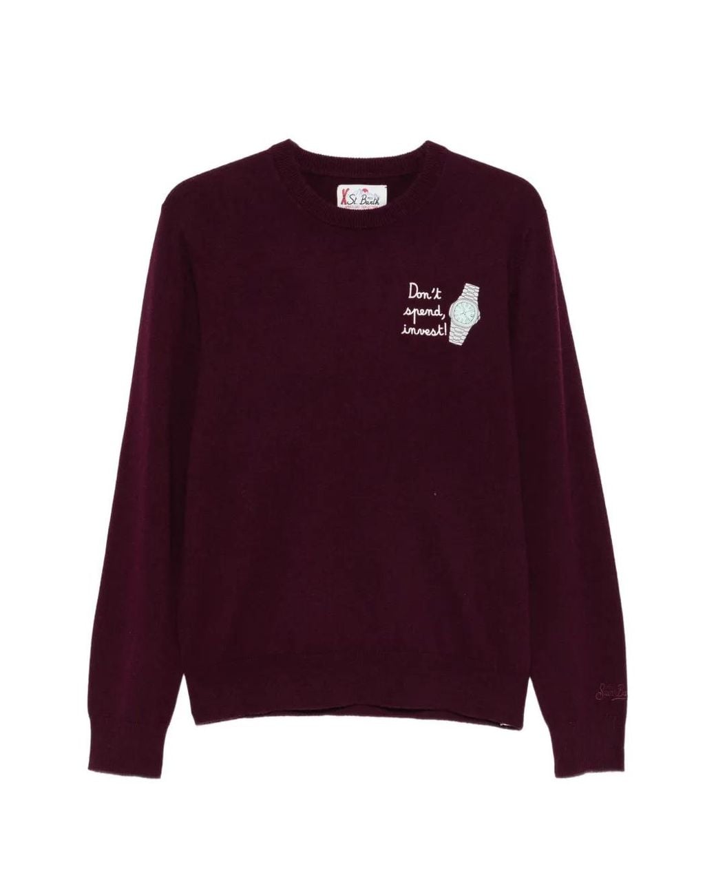 Mc2 Saint Barth Purple Heron Embroidered Crew-Neck Sweater for men