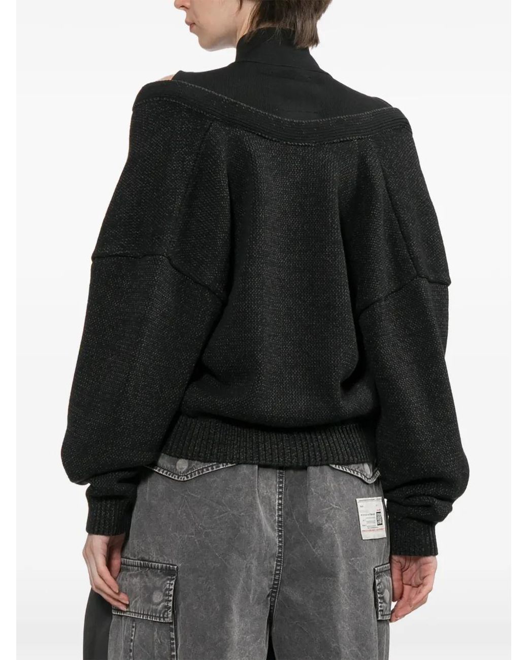 Maison Mihara Yasuhiro Black Cardigan À Design Superposé