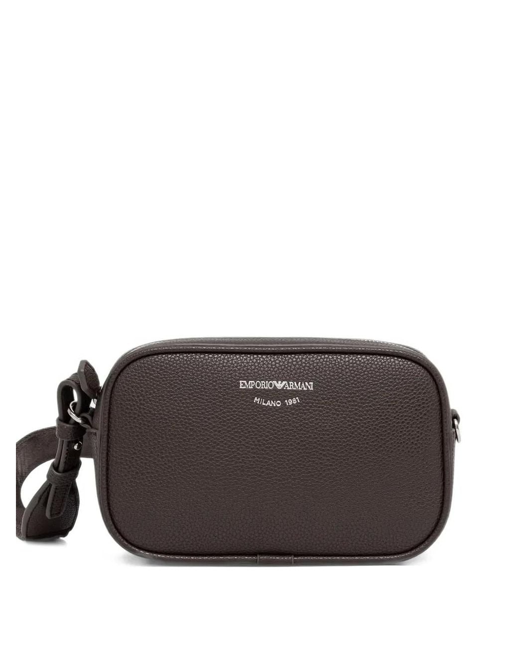 Emporio Armani Gray Deer-Print Camera Case With Shoulder Strap