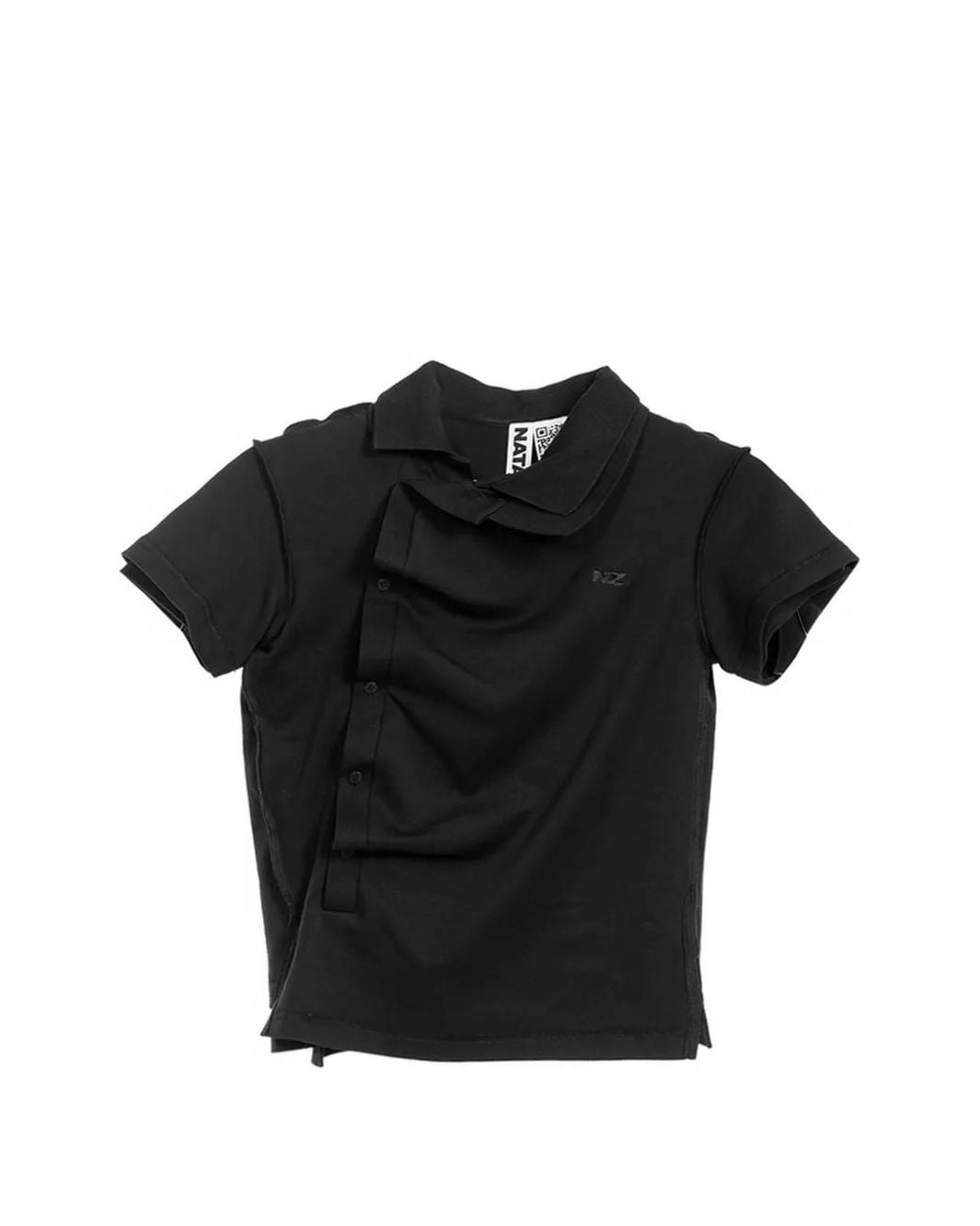 Natasha Zinko Black Shrunken Layered-Effect Polo Shirt