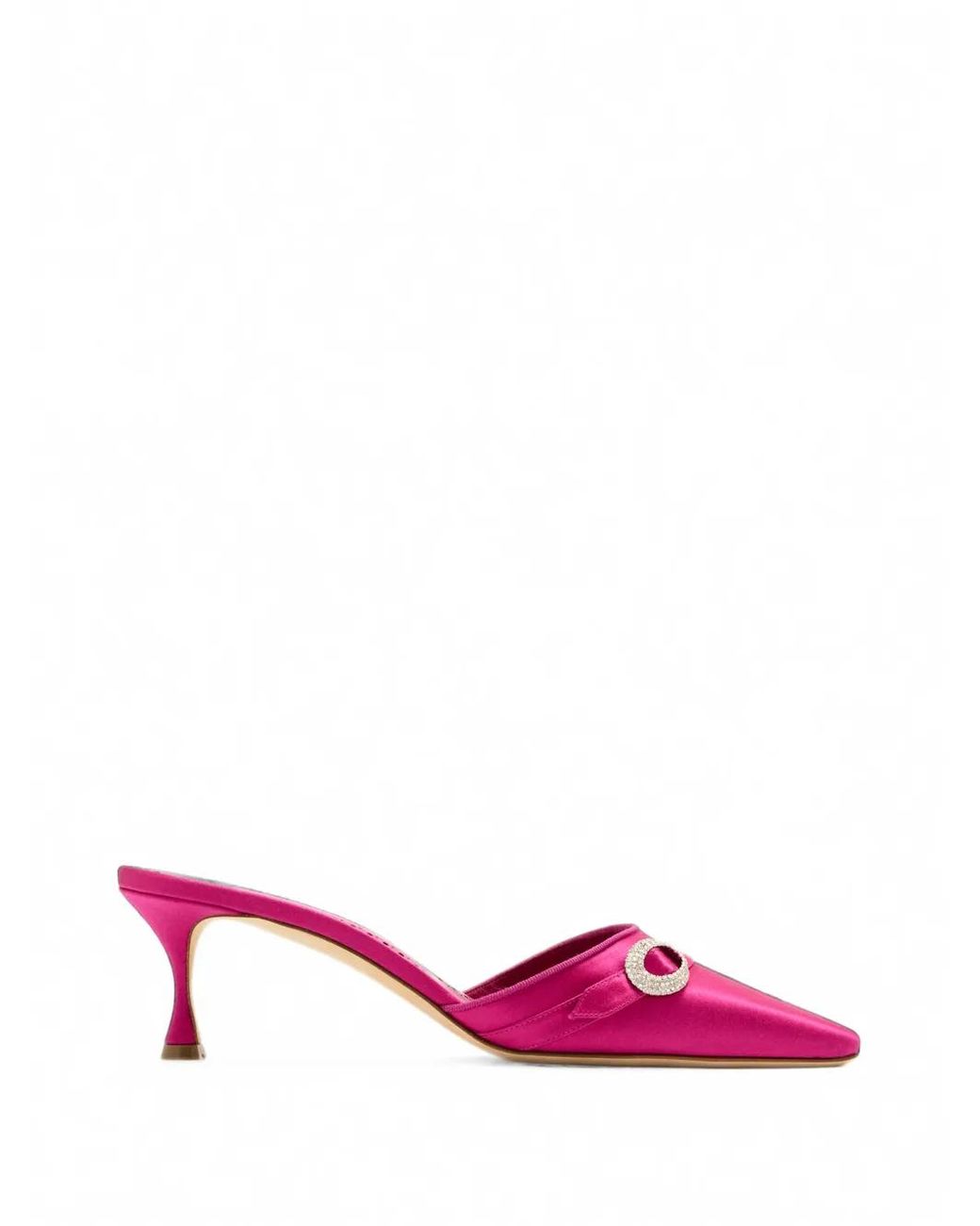 Manolo Blahnik Pink Zutonmu Crystal-Embellished Satin Mules