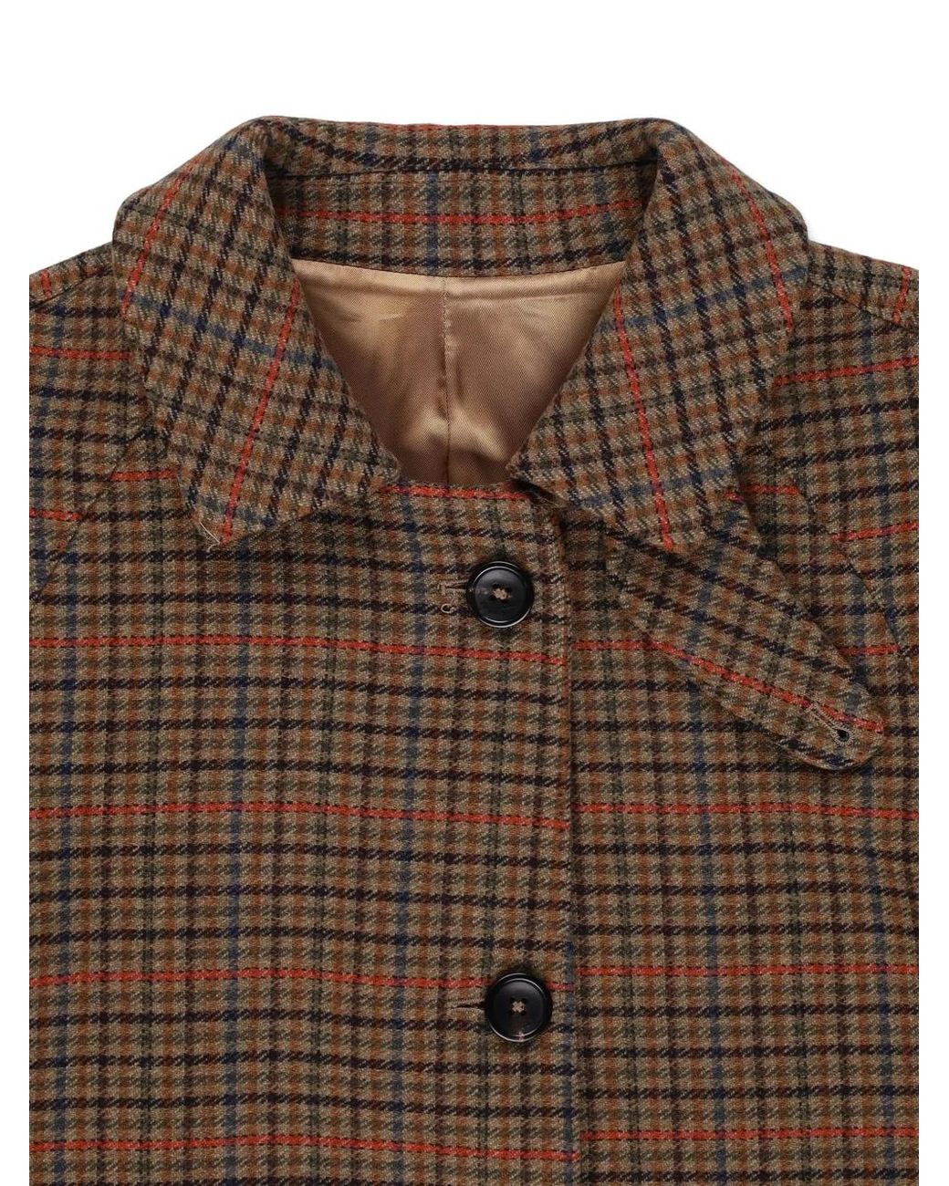 Fortela Brown Check-Pattern Single-Breasted Coat