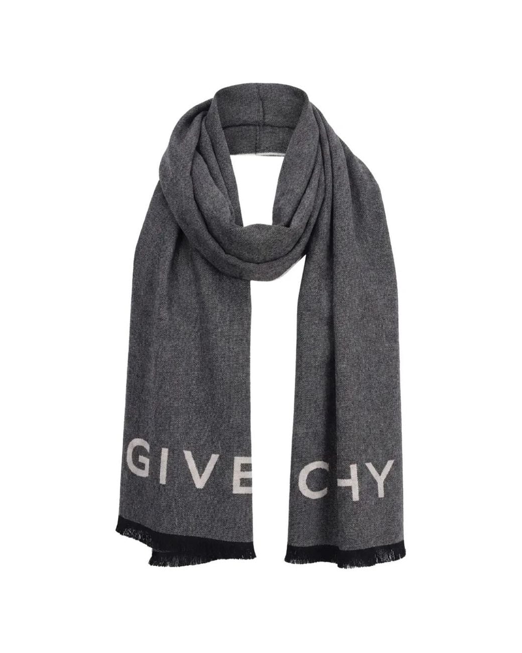 Givenchy Black 4G Logo Fringed Scarf