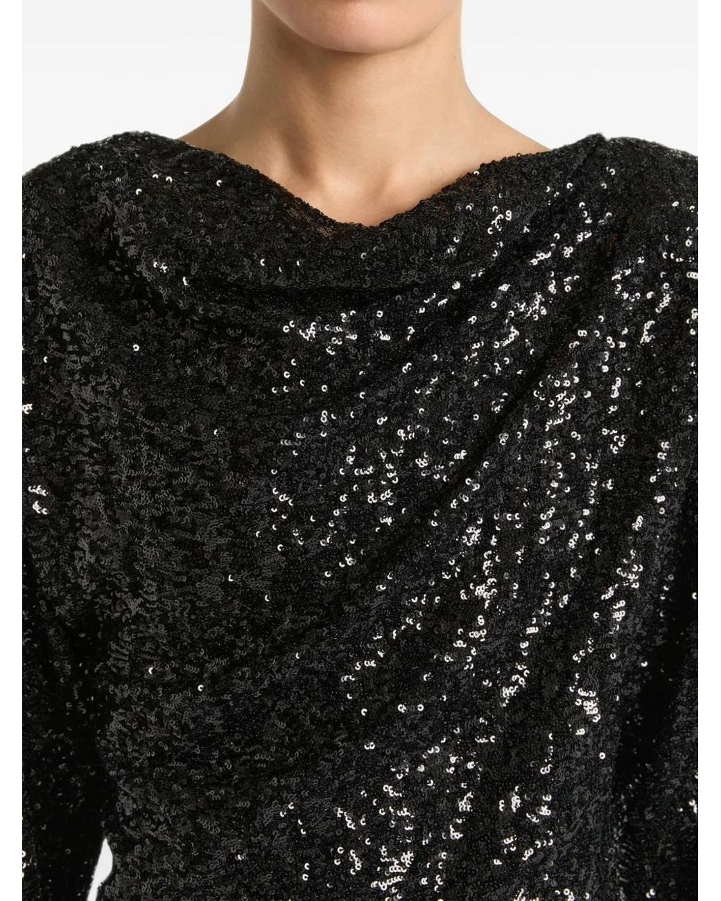 Balmain Black Sequinned Top With Bow