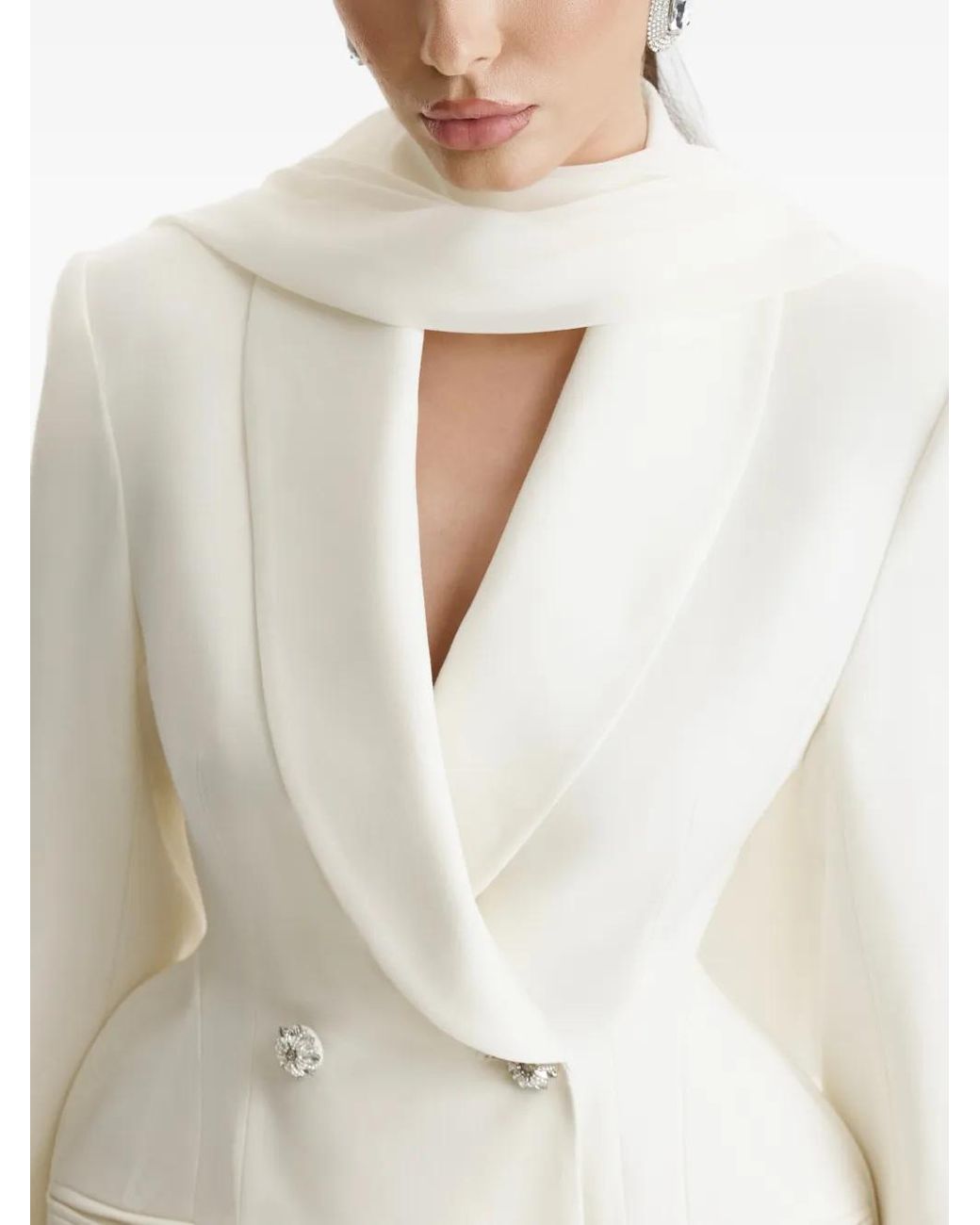 Benedetto White Robe Courte Asymétrique À Boutonnière Croisée