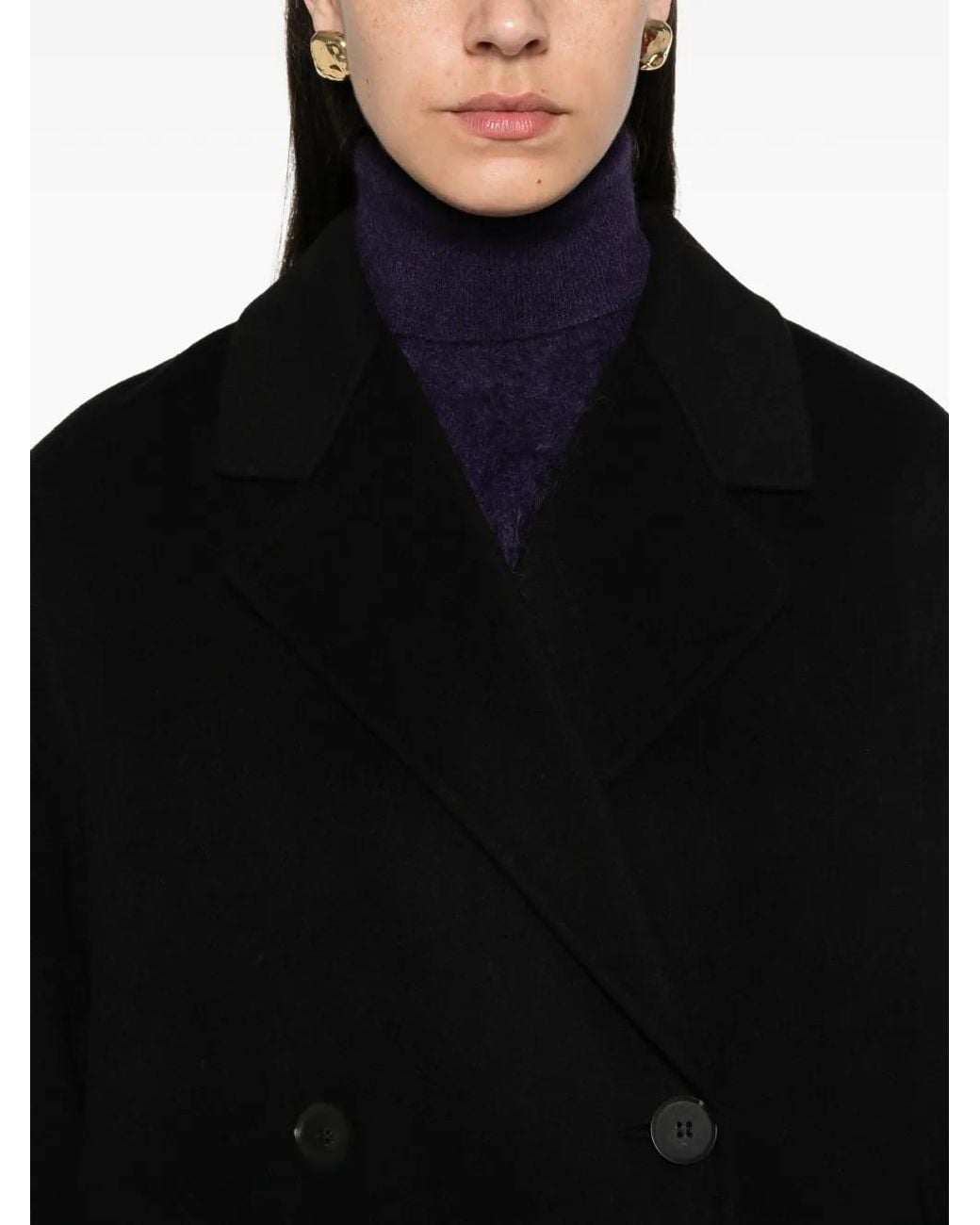 IVY & OAK Black Ioclara Double-Breasted Coat