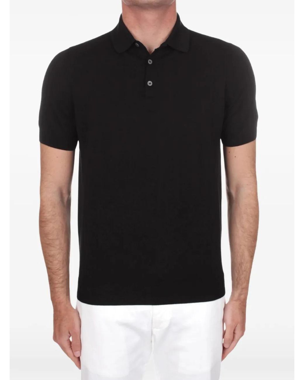 Gran Sasso Black Short-Sleeve Polo Shirt for men