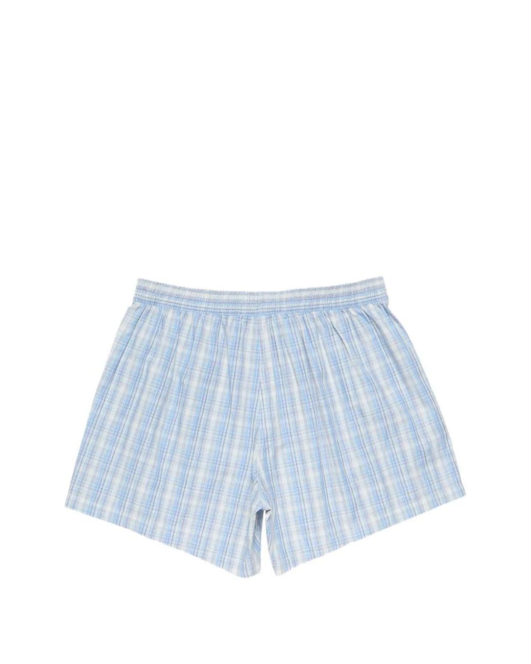 Acne Blue Checked-Pattern Shorts for men