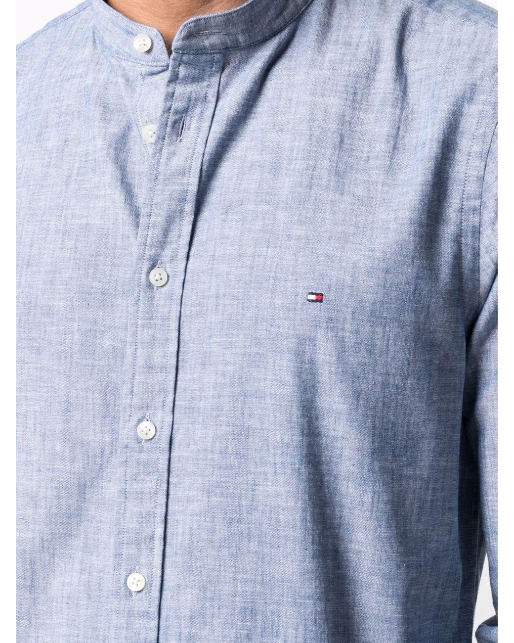 Tommy Hilfiger Baumwolle Hemd ohne Kragen in Blau für Herren | Lyst DE