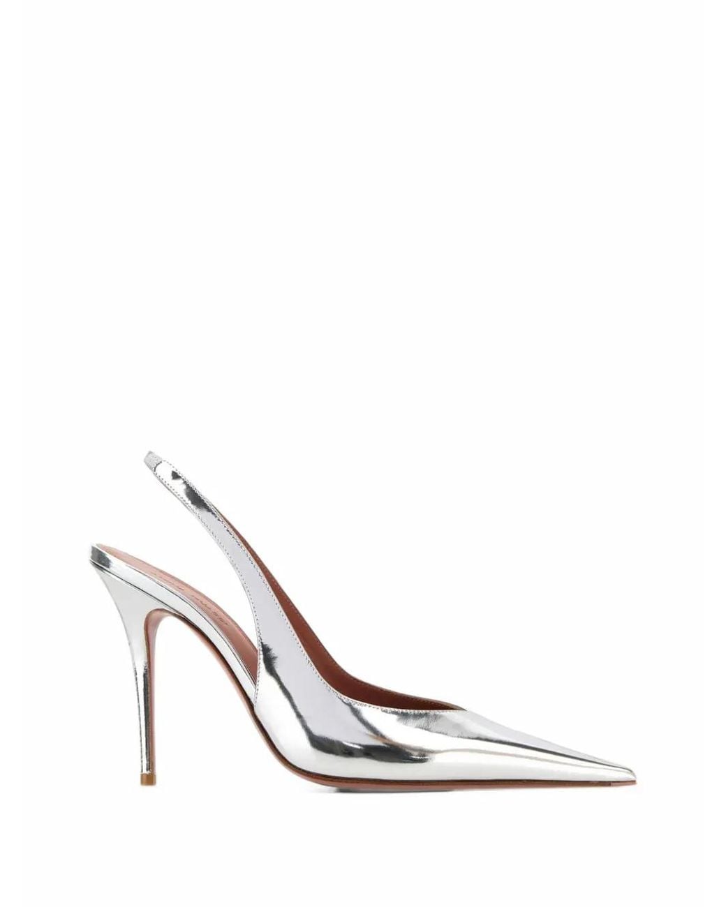 AMINA MUADDI White Anok Metallic Slingback Pumps