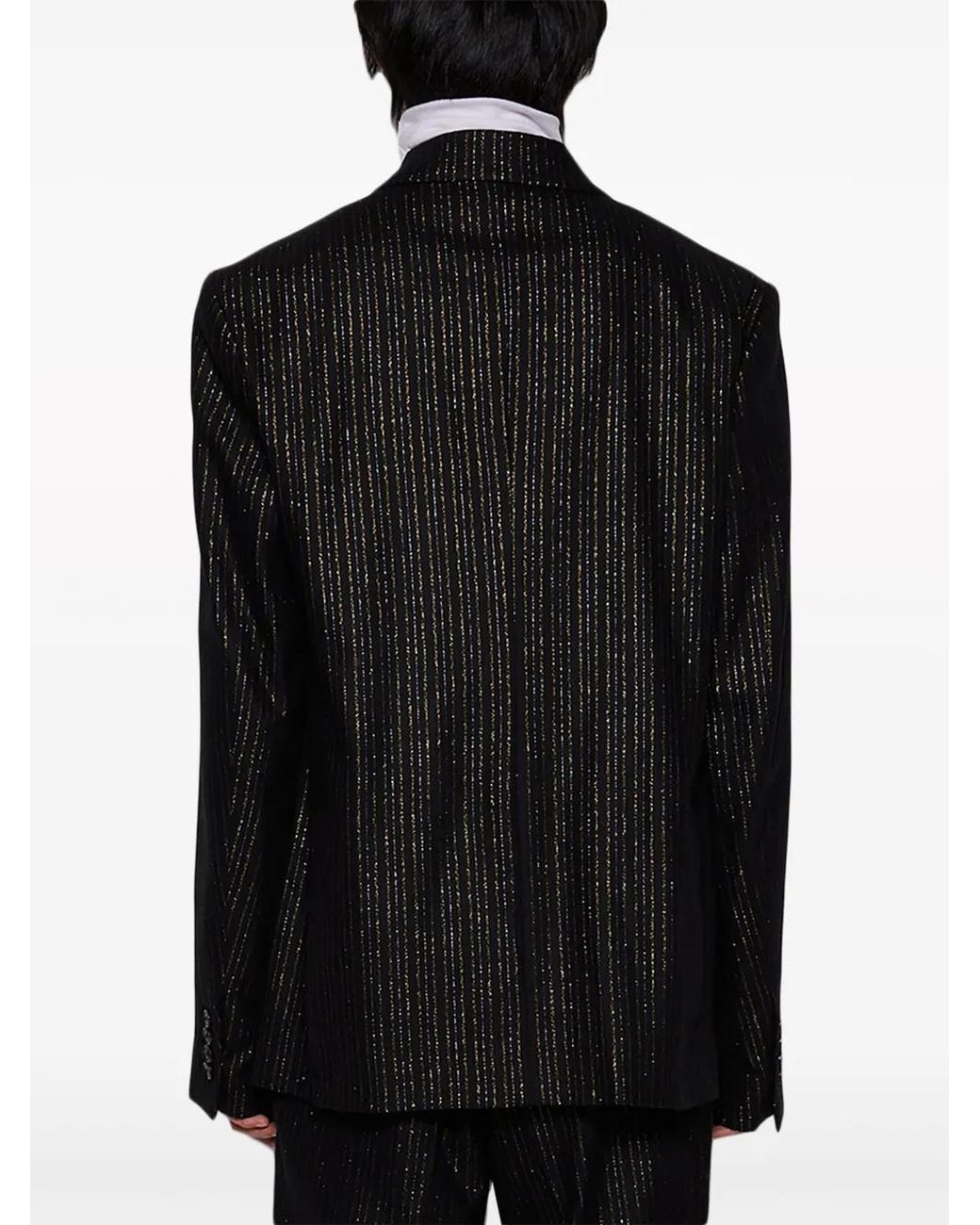 Amiri Black Metallic-Stripe Double-Breasted Blazer for men