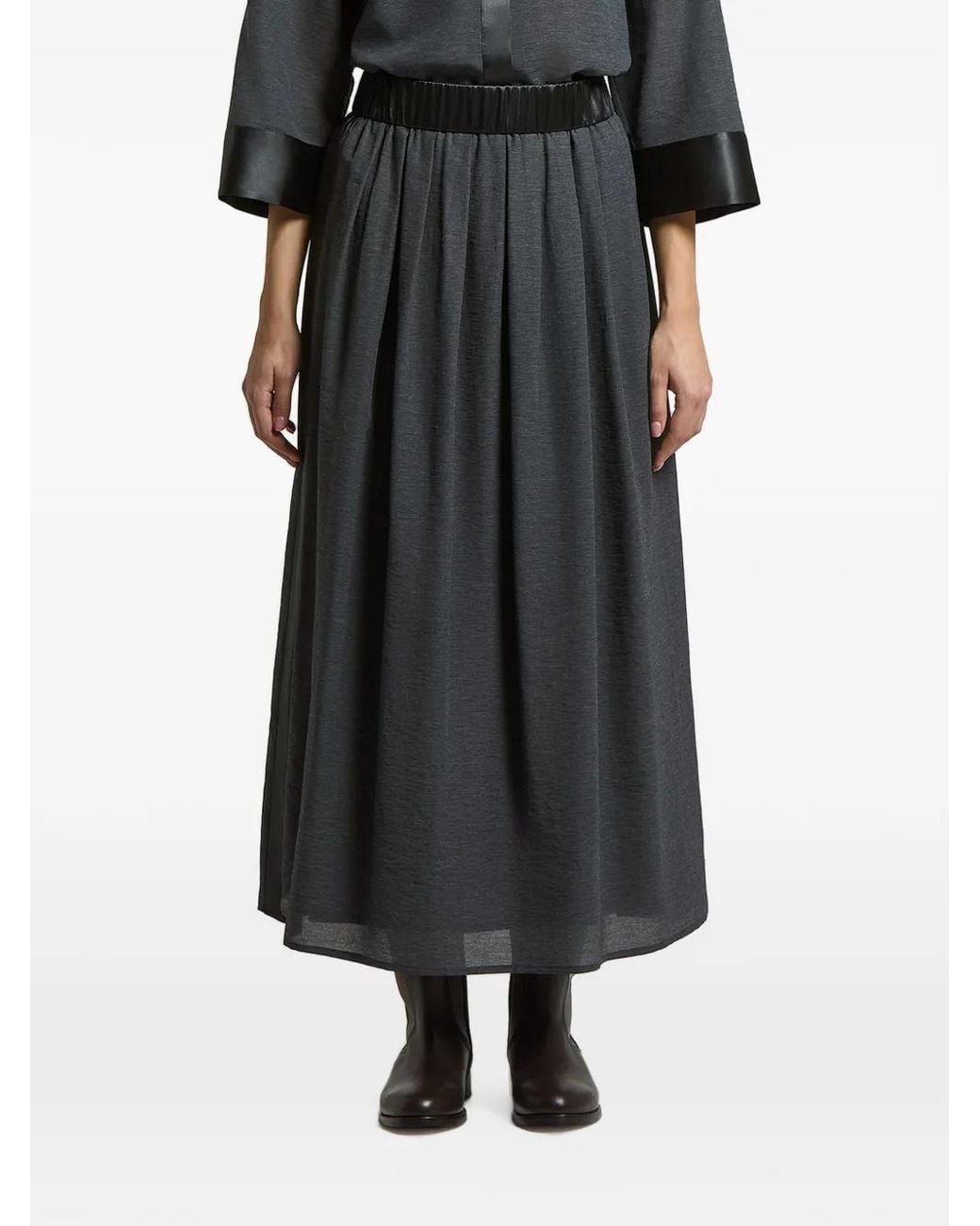 Peserico Black Pleated Skirt
