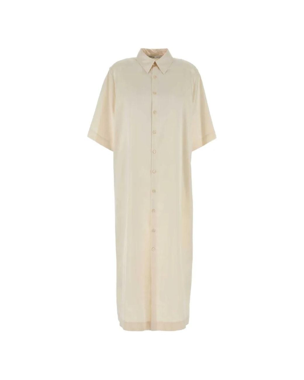 Carven White Satin-Finish Midi Shirt Dress