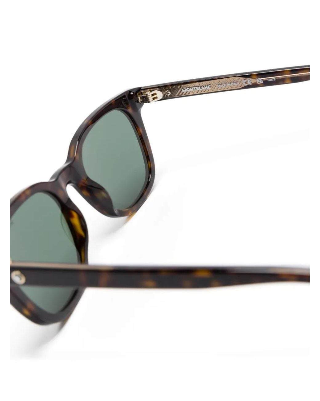 Montblanc Green Tortoiseshell Square-Frame Sunglasses for men