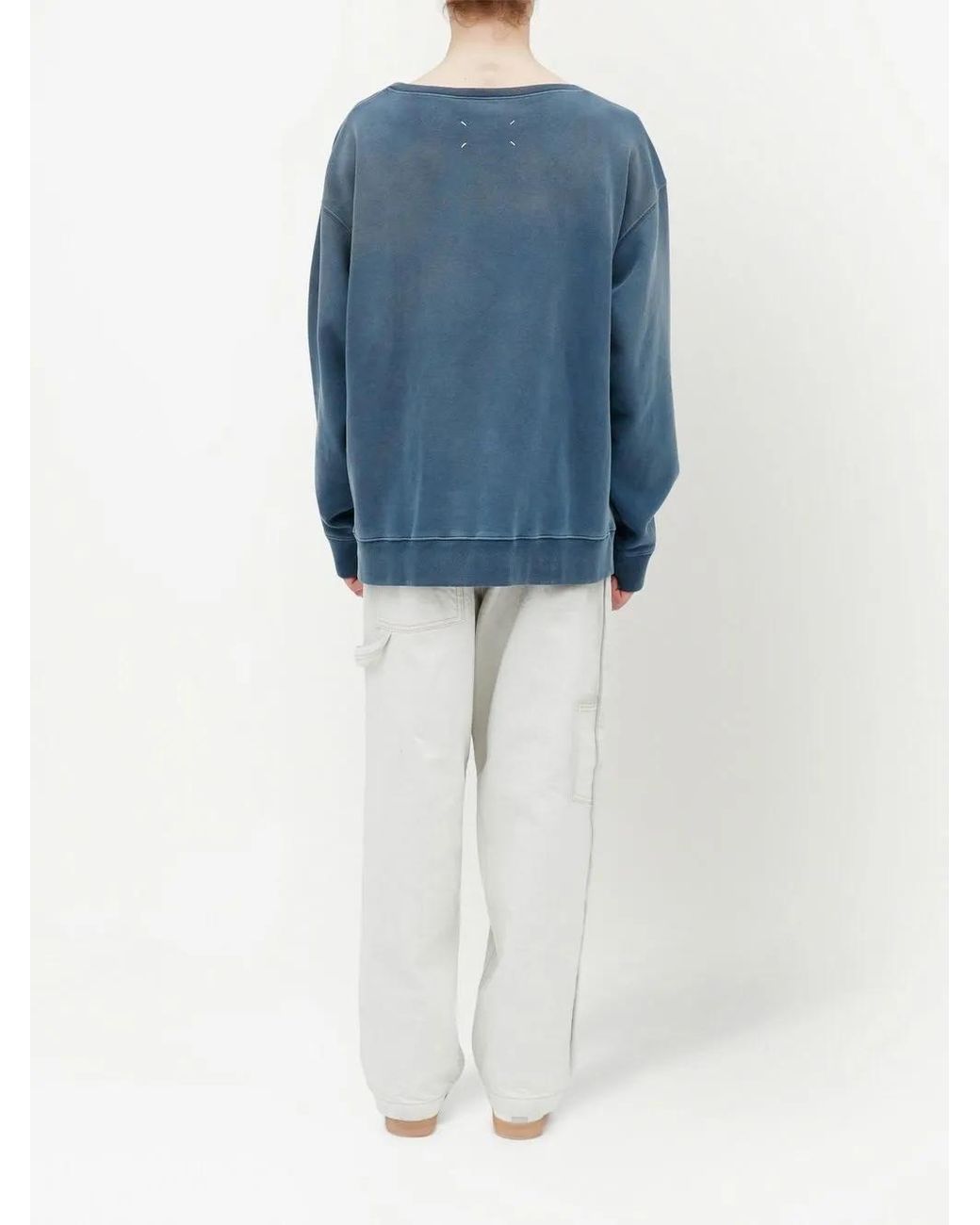 Maison Margiela Blue Logo Cotton Sweatshirt for men